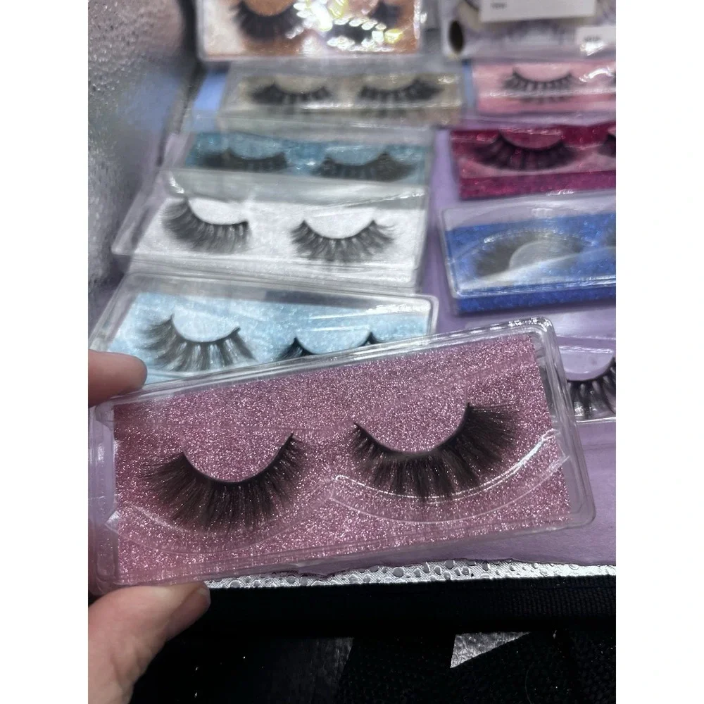 15 Pair Long Cross False Eyelashes Makeup Fake Thick Black Eye Lashes & Neon Pur